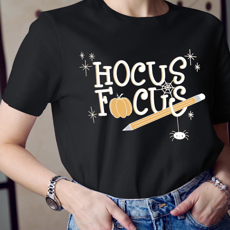 Hocus Focus Pumpkin Pencil T-Shirt