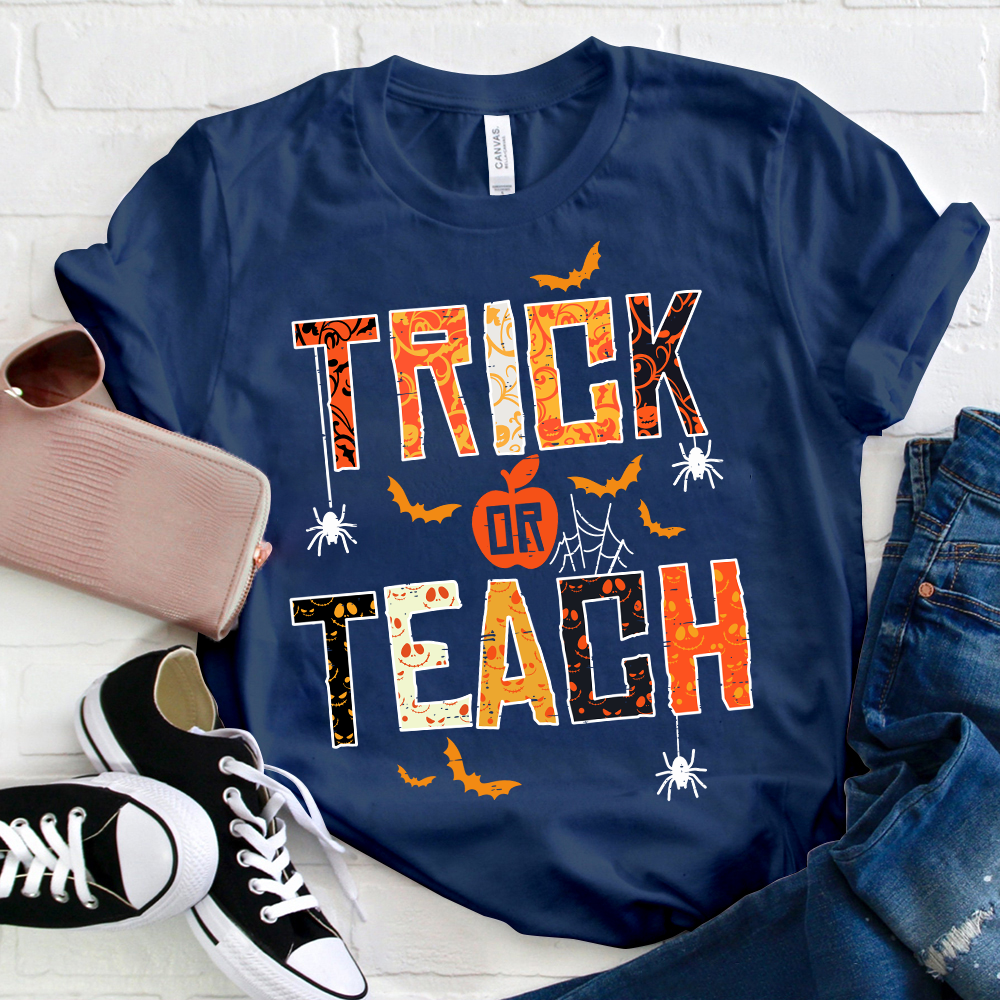 Trick Or Teach Funny Bats And Spiders T-Shirt
