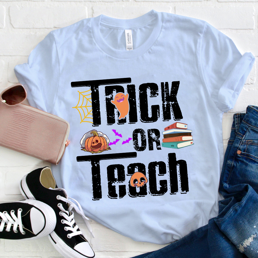Trick Or Teach Funny Pumpkin Ghost T-Shirt