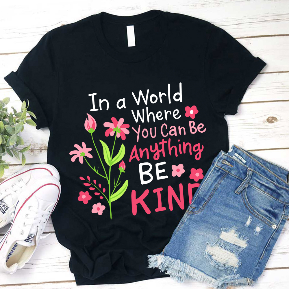 Be Kind Pink Flower Teacher T-Shirt