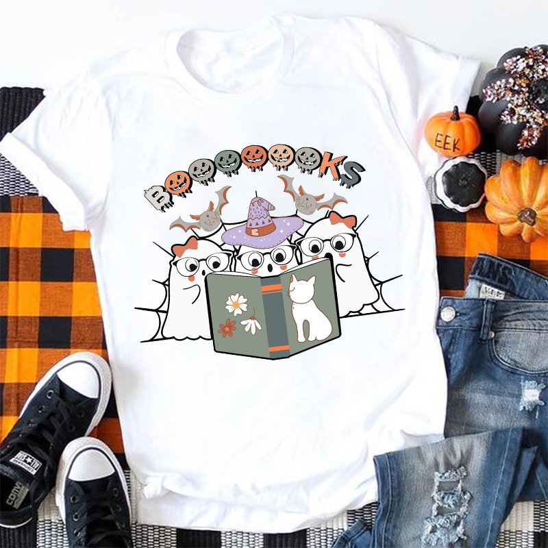 Ghosts Reading Booooooooks Teacher T-Shirt