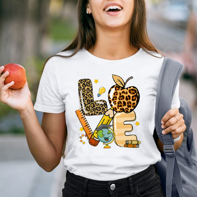Love Leopard Print  T-Shirt