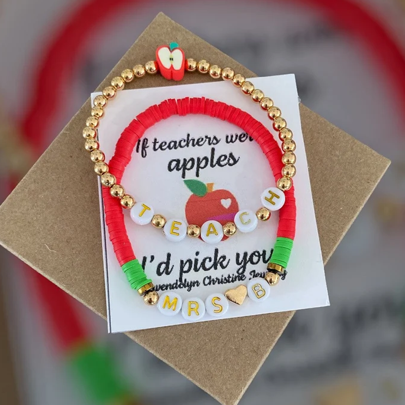 Personalized Pencil And Exquisite Teach Beaded Bracelet