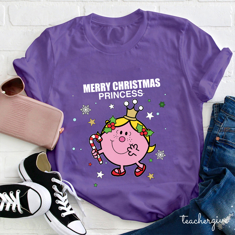 Little Miss Merry Christmas Princess Teacher T-Shirt