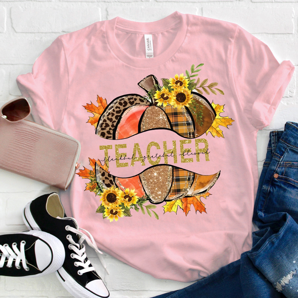 A Shining Halloween Pumpkin Teacher T-Shirt