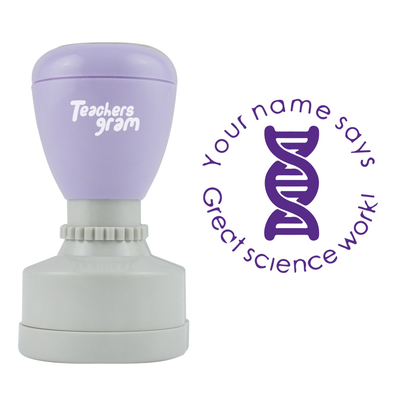 Personalized Teacher Says Great Science Work Stamp