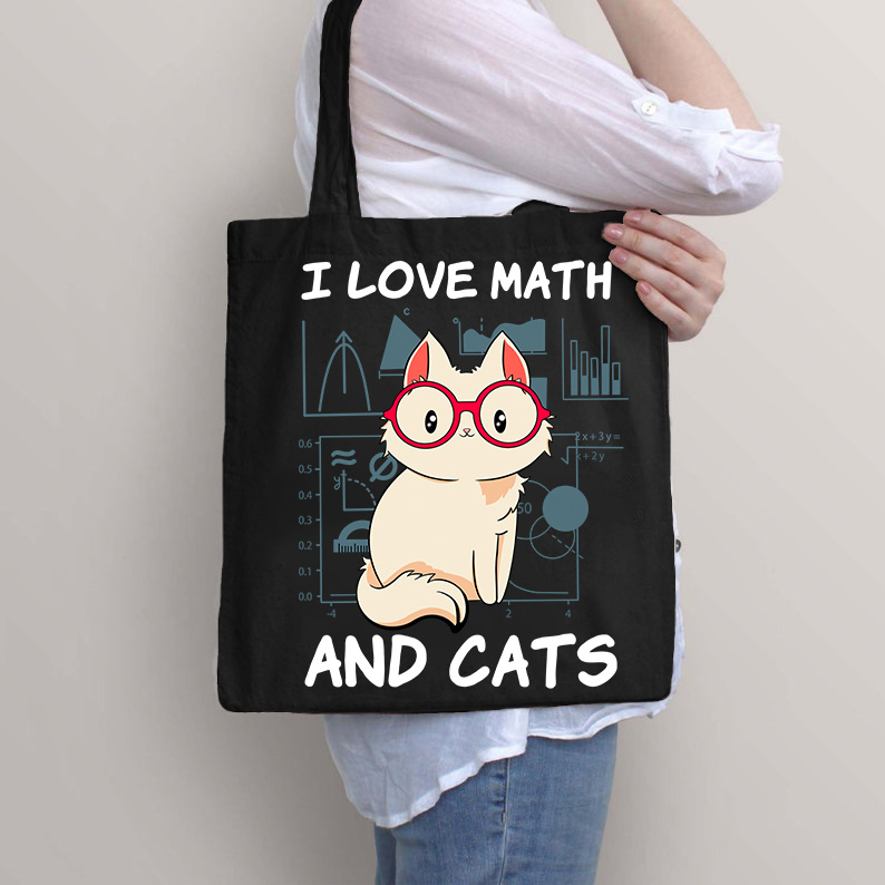 I Love Math And Cats Funny Tote Bag