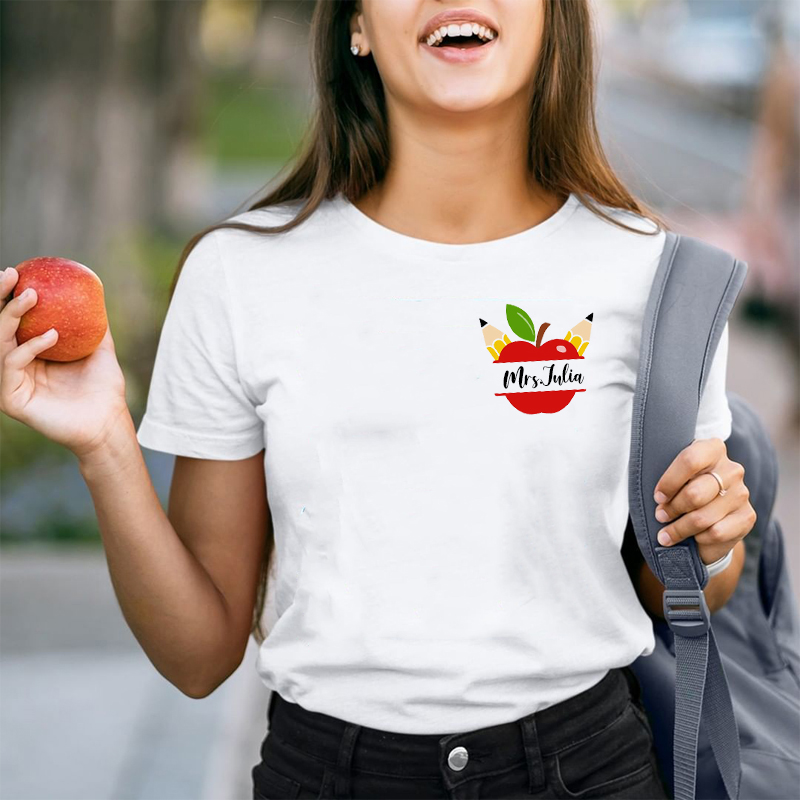Personalized Apple Teacher Name  T-Shirt