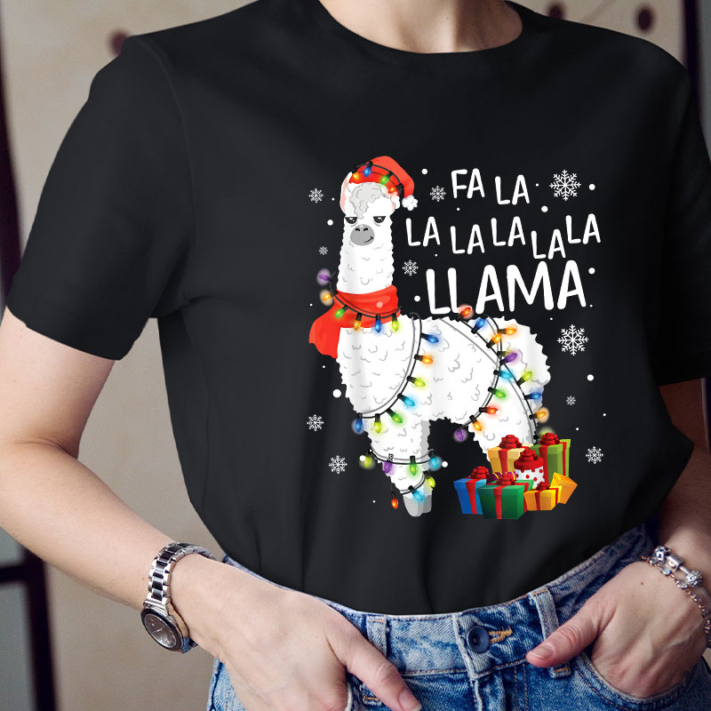 Fa La La La La La La Llama Teacher T-Shirt
