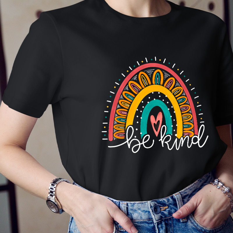Be Kind Sunflower Rainbow Teacher T-Shirt