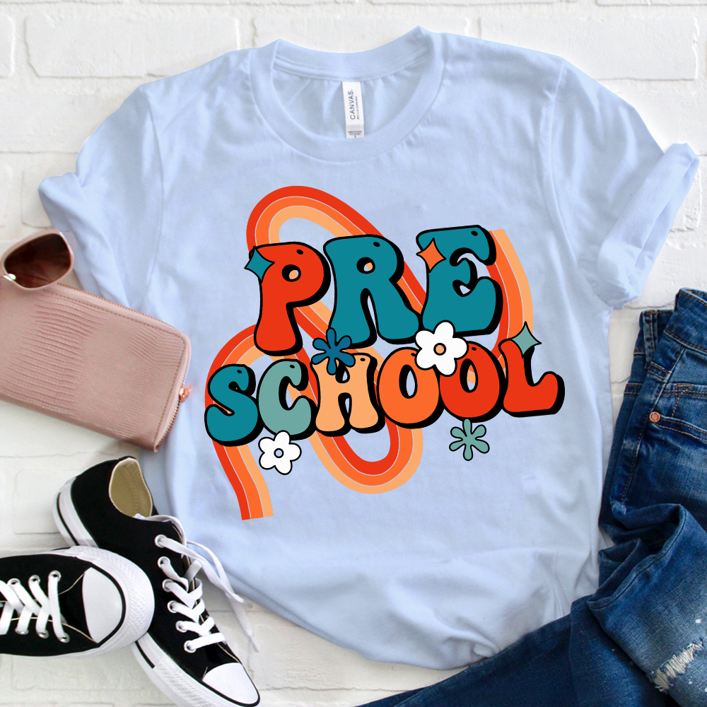 Personalized Preschool Colorful Stripes T-Shirt