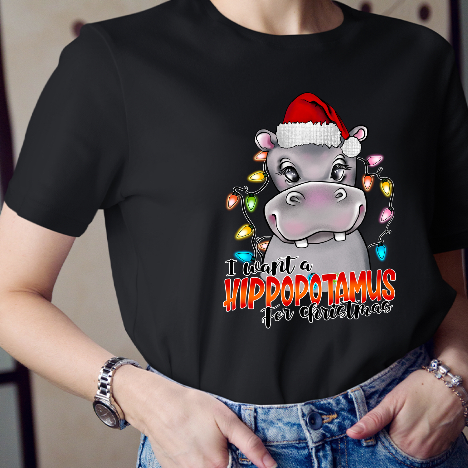 I Want A Hippopotamus For Christmas Teacher T-shirt