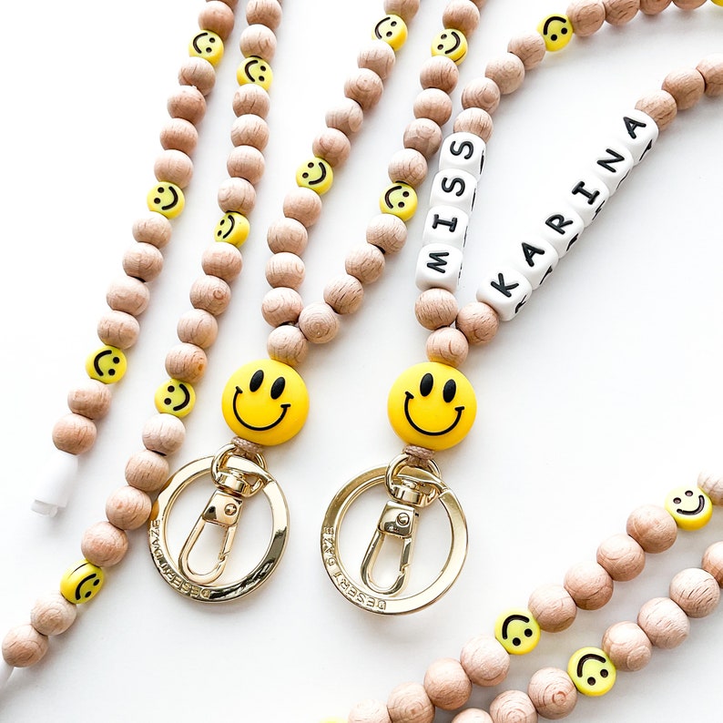Personalized Smile Name  Beaded  Lanyard