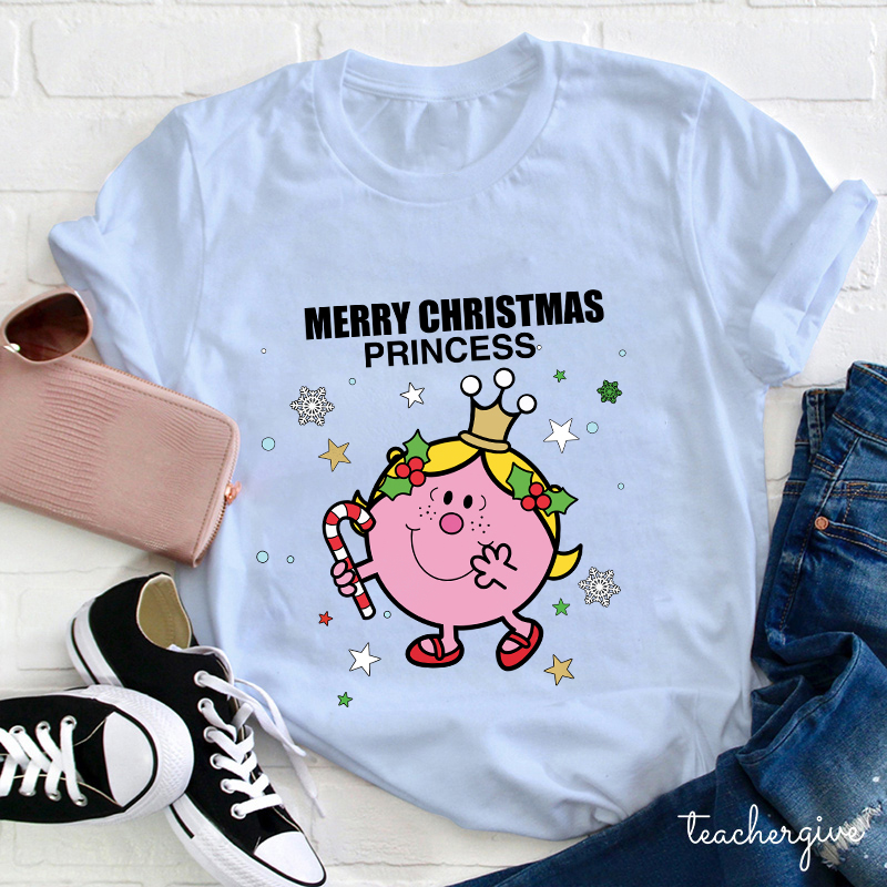 Little Miss Merry Christmas Princess Teacher T-Shirt