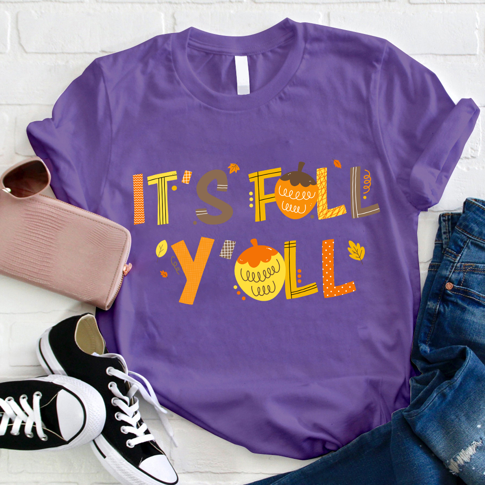 It's Fall Y'all Maple Leaf Teacher T-Shirt
