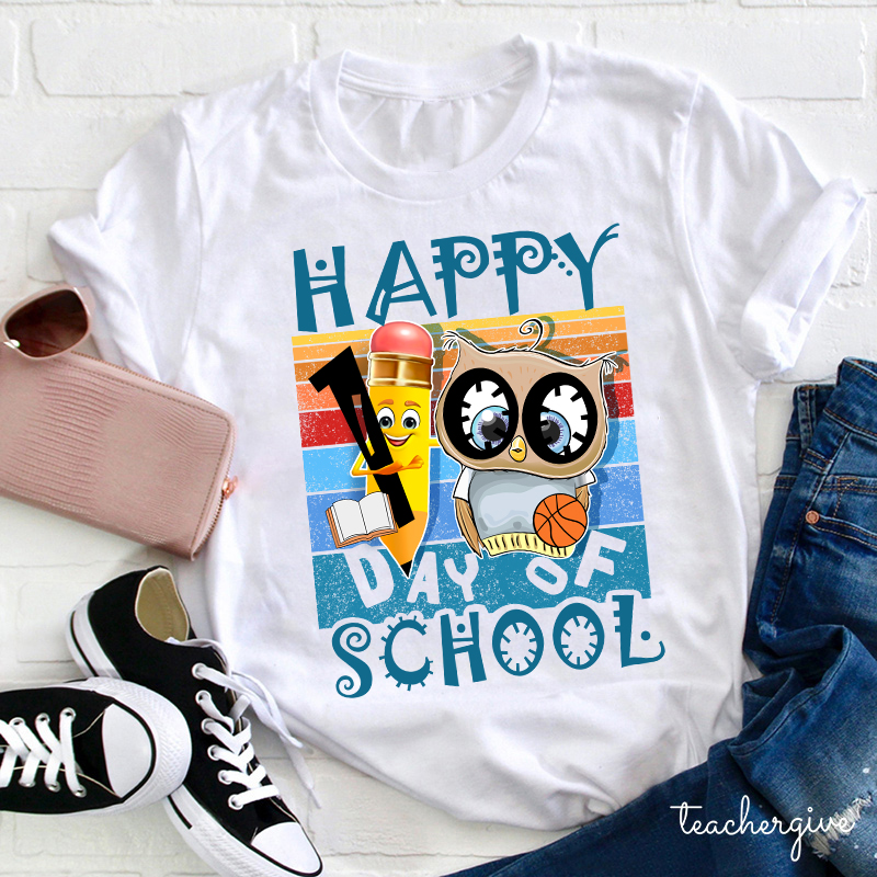 Happy First Day Of School Pencil Owl T-Shirt