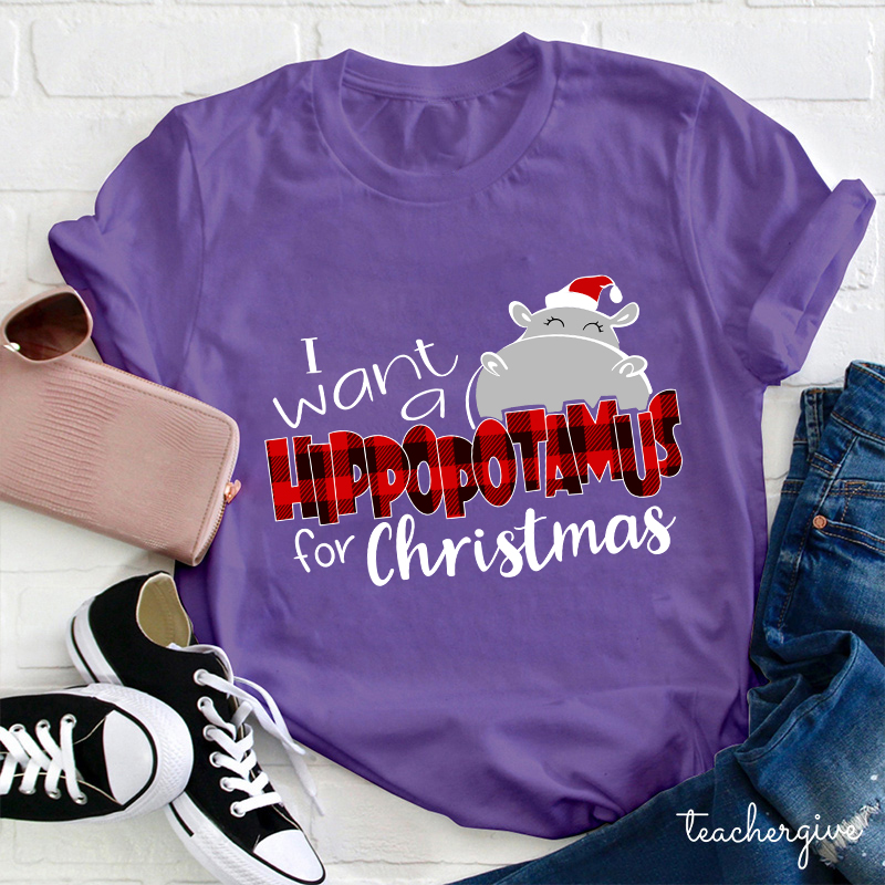 I Want A Hippopotamus For Christmas Teacher T-Shirt