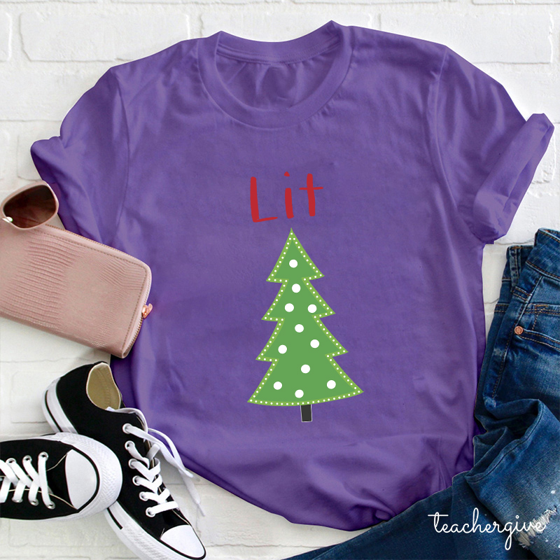 Lit Christmas Tree Teacher T-Shirt