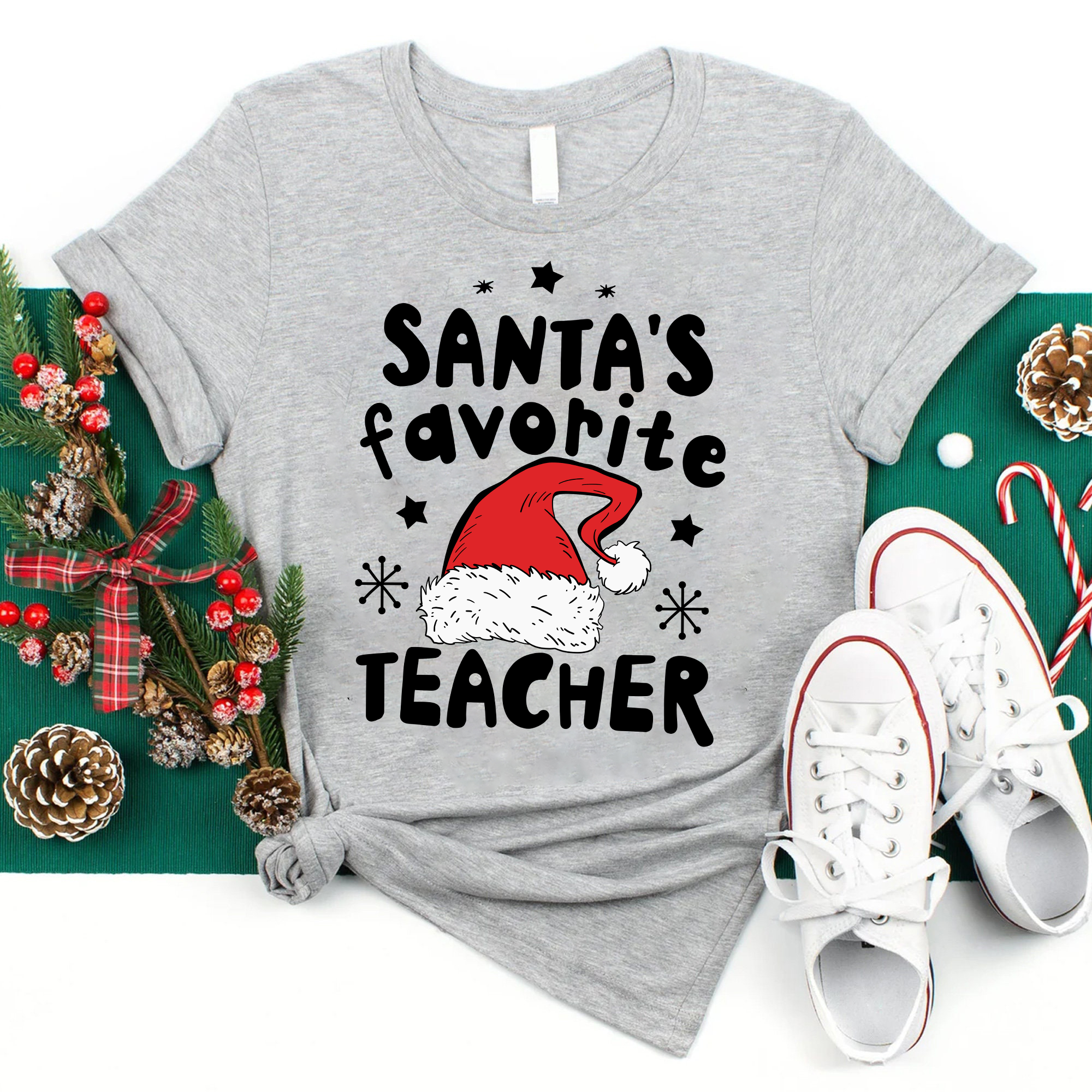 Santa's Favorite Teacher Christmas Teacher T-Shirt