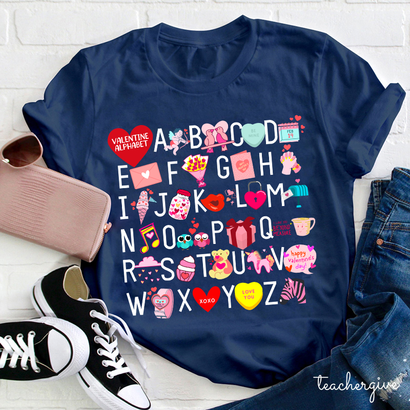 Valentine Alphabet Teacher T-Shirt