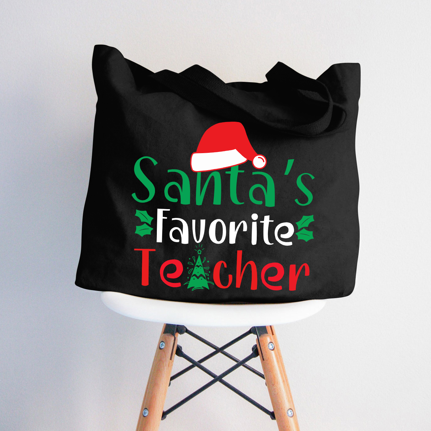 Santa's Favorite Teacher Christmas Tree Zip Tote Bag