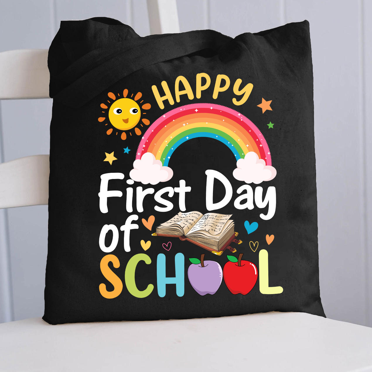 Happy First Day Of School Sunshine And Rainbow  Tote Bag