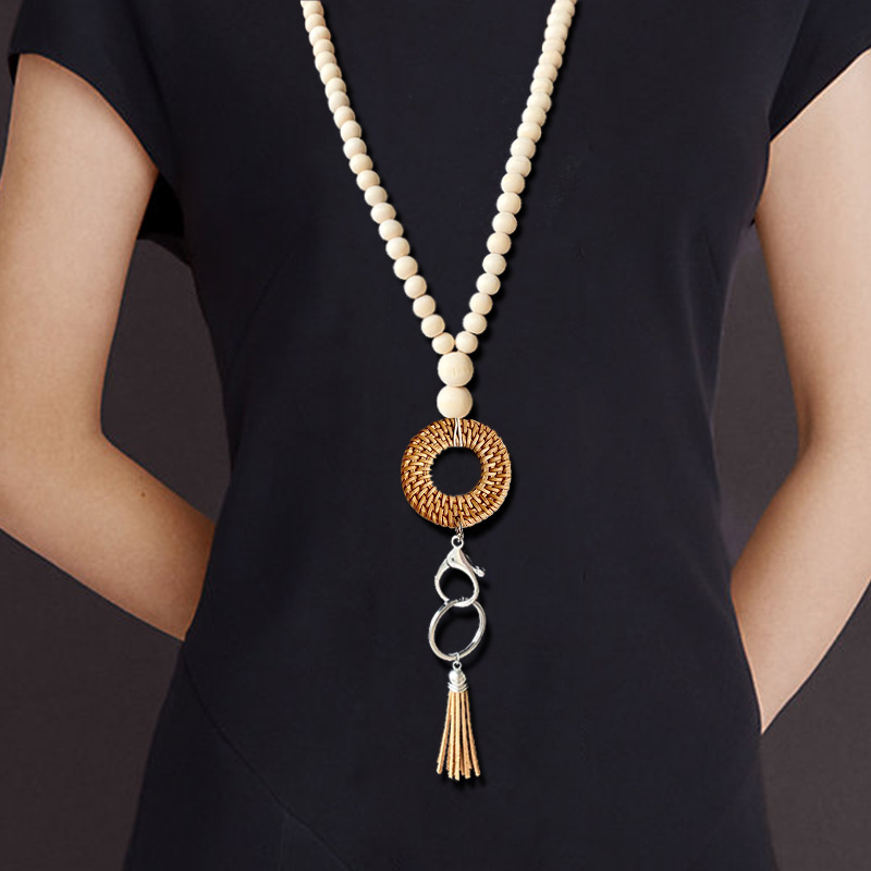 Wooden Beads Knits Lanyard