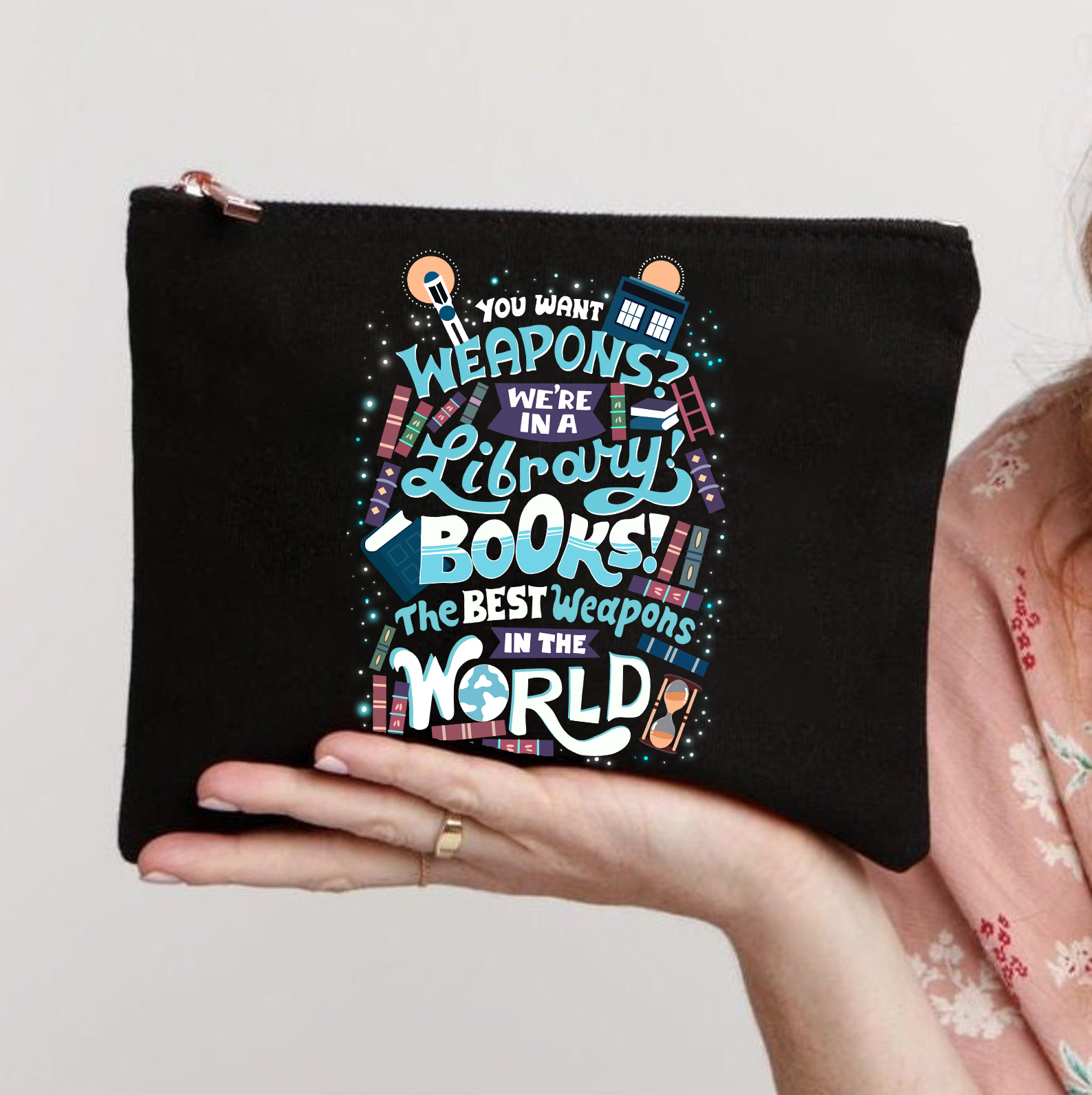 We Are In A Library Makeup Bag