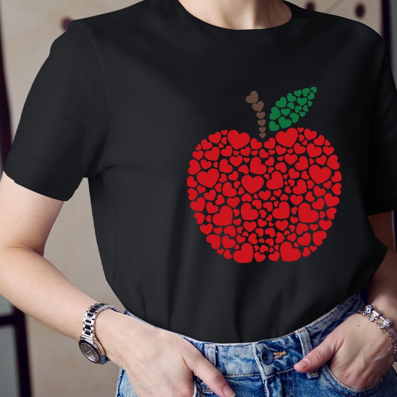 An Apple Made Of Love Heart Teacher T-Shirt