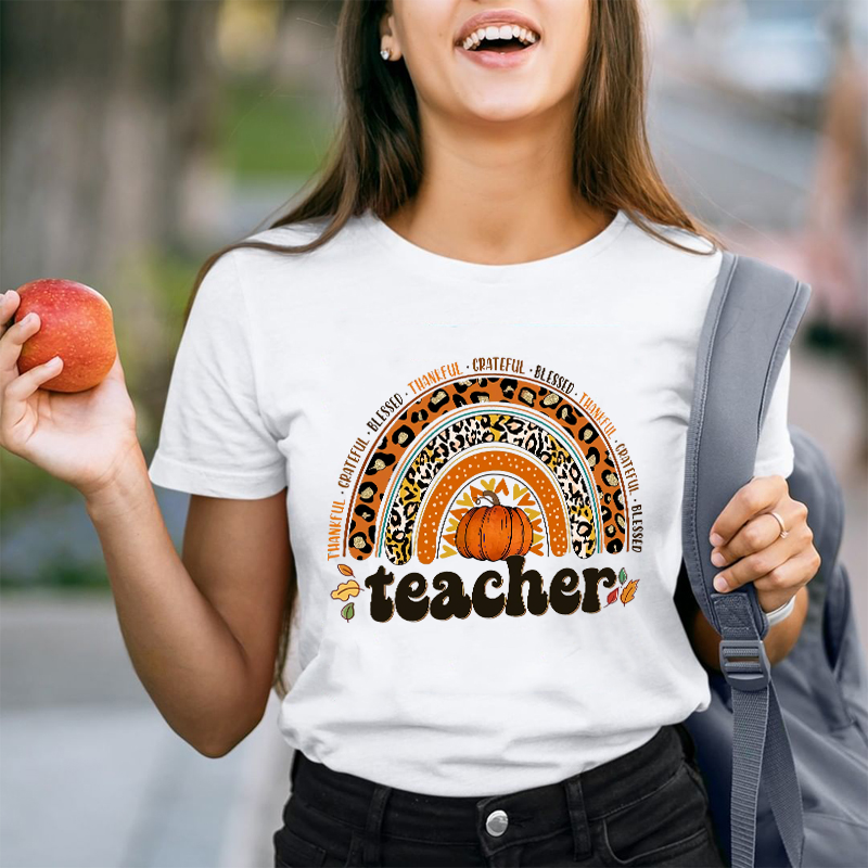 Shining Pumpkin Teacher T-Shirt
