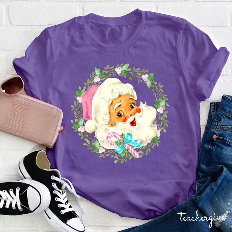 Christmas Wreach Santa Teacher T-Shirt