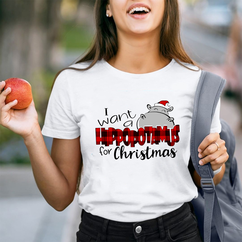 I Want A Hippopotamus For Christmas Teacher T-Shirt