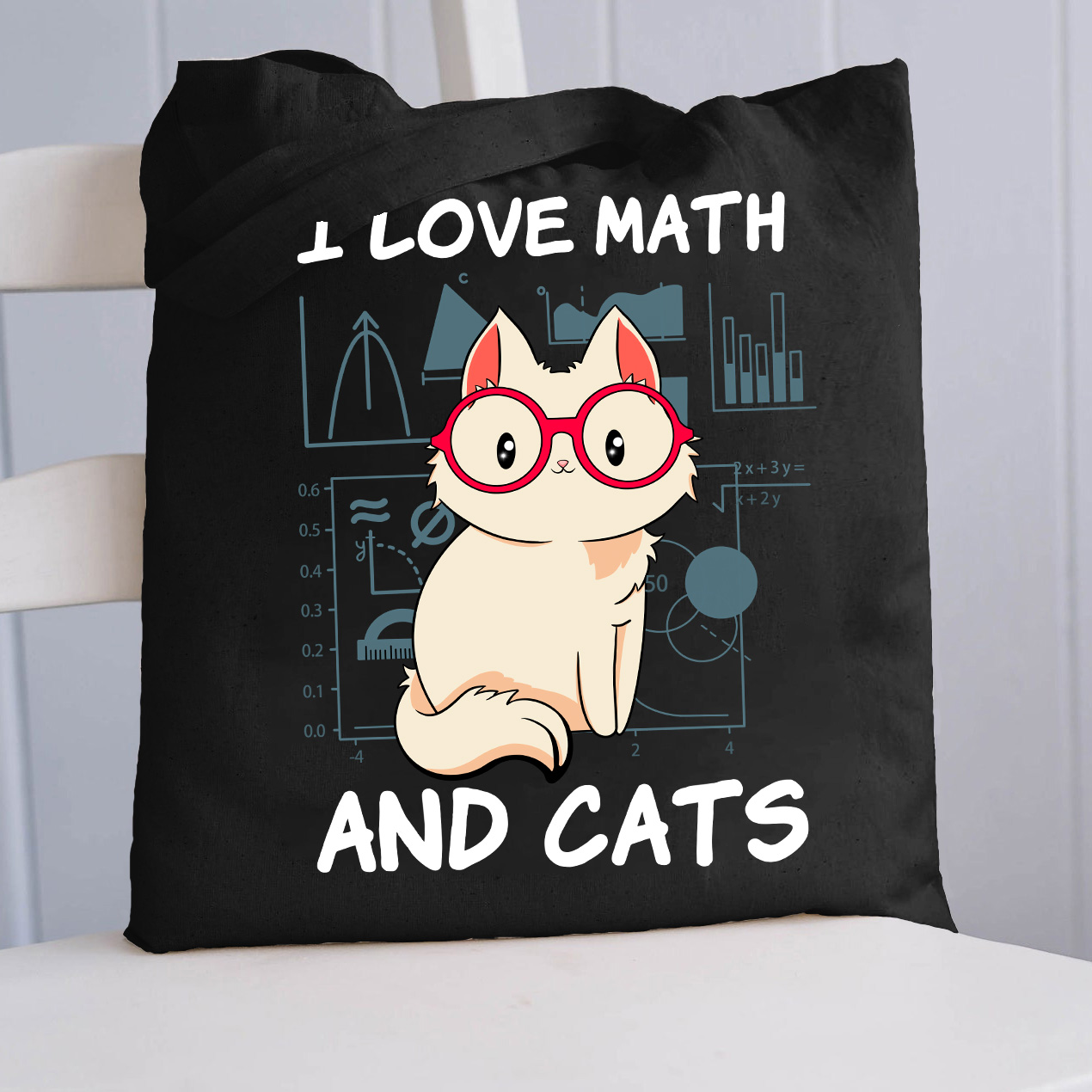 I Love Math And Cats Funny Tote Bag