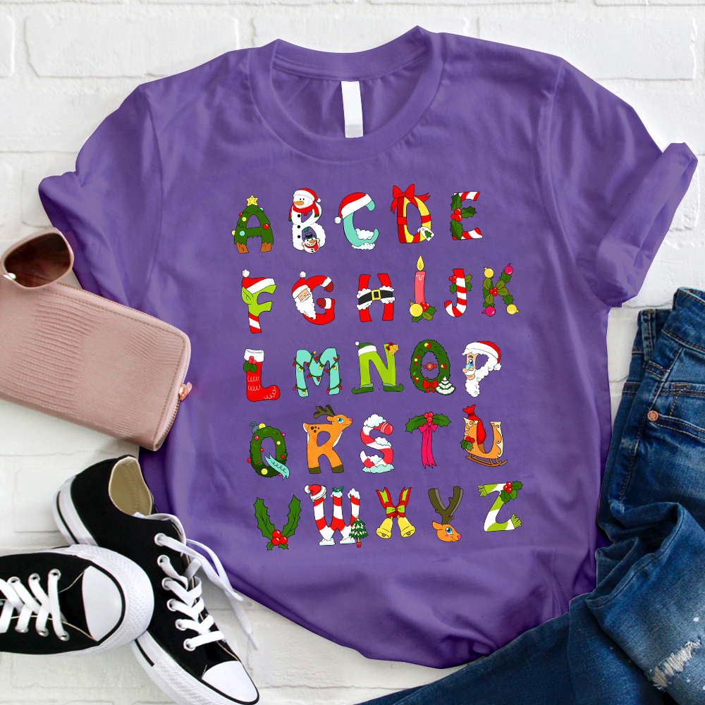 Christmas Alphabet All The Cute Things In Christmas Teacher T-Shirt