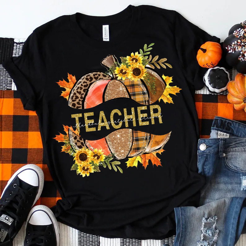 A Shining Halloween Pumpkin Teacher T-Shirt
