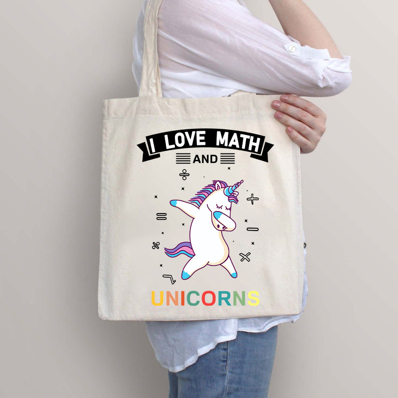 I Love Math And Unicorns Tote Bag