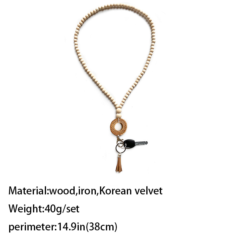 Wooden Beads Knits Lanyard