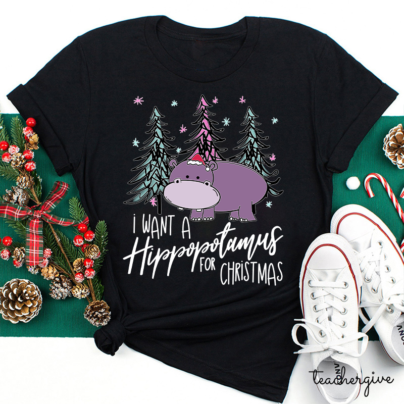 I Want A Hippopotamus For Christmas Teacher T-Shirt
