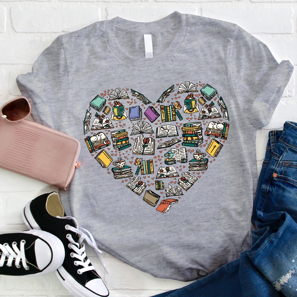 Book Heart World Of Books Teacher T-Shirt
