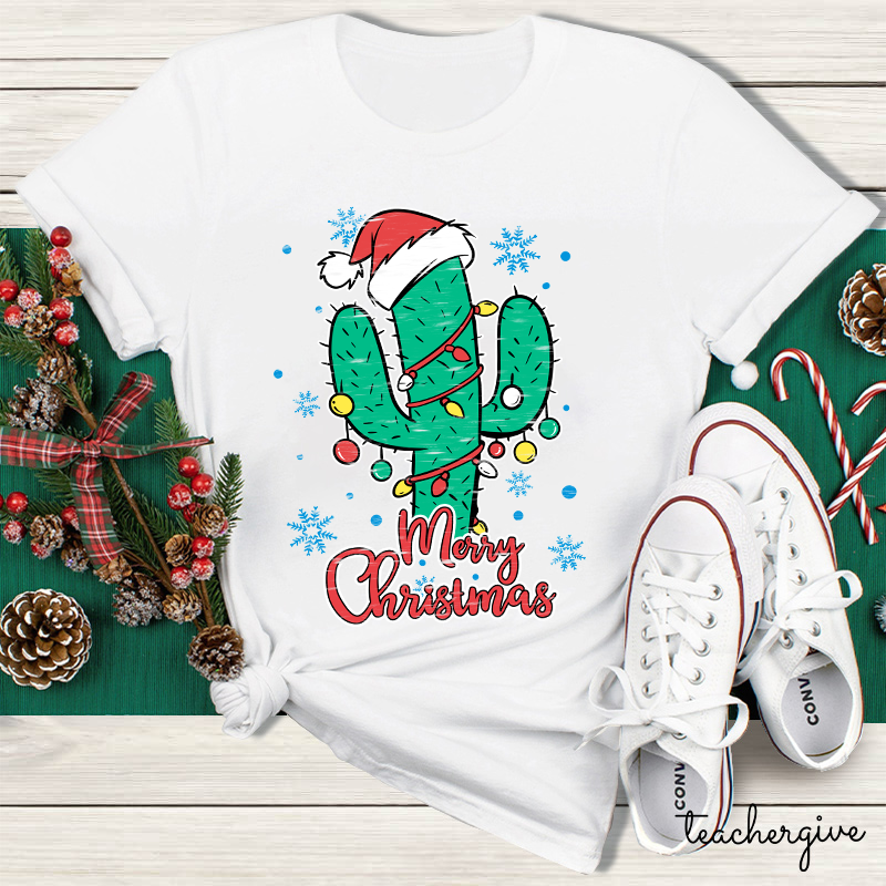 Merry Christmas Cactus Teacher T-Shirt
