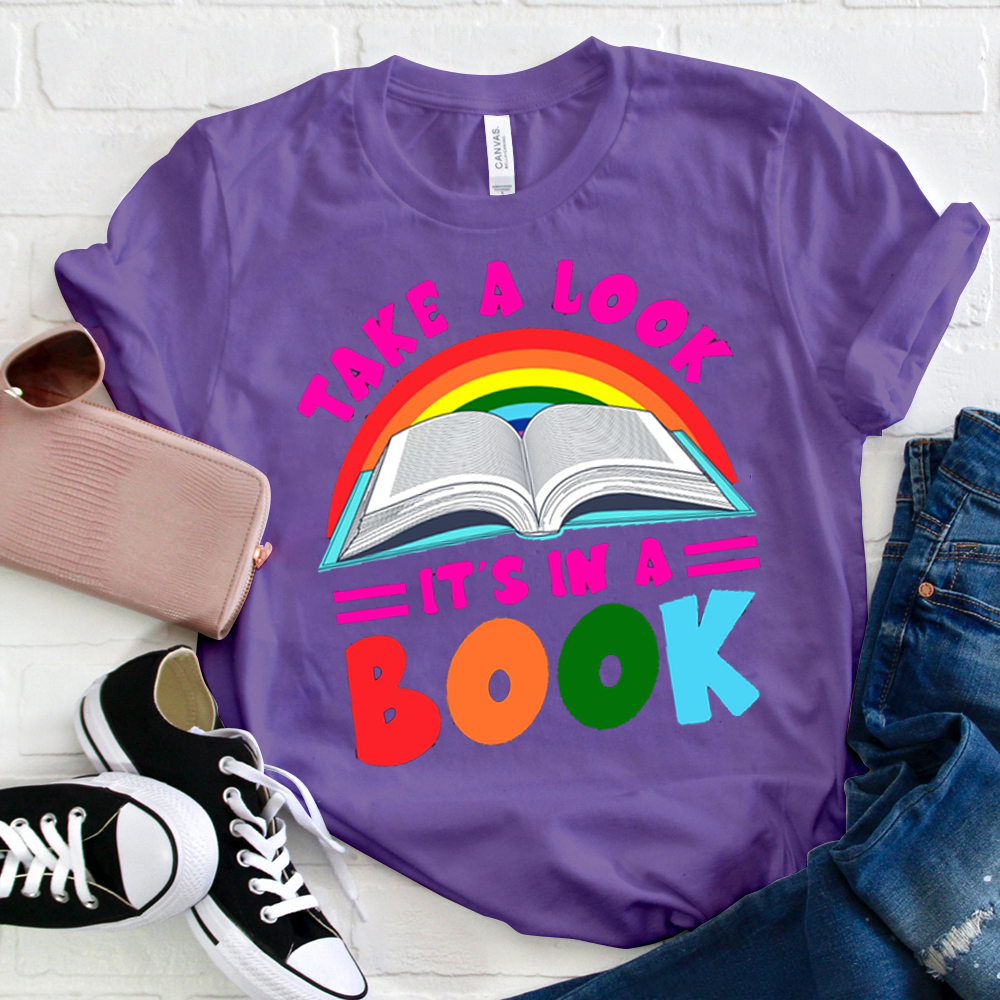 Take A Look It's In A Book Rainbow Stripes T-Shirt