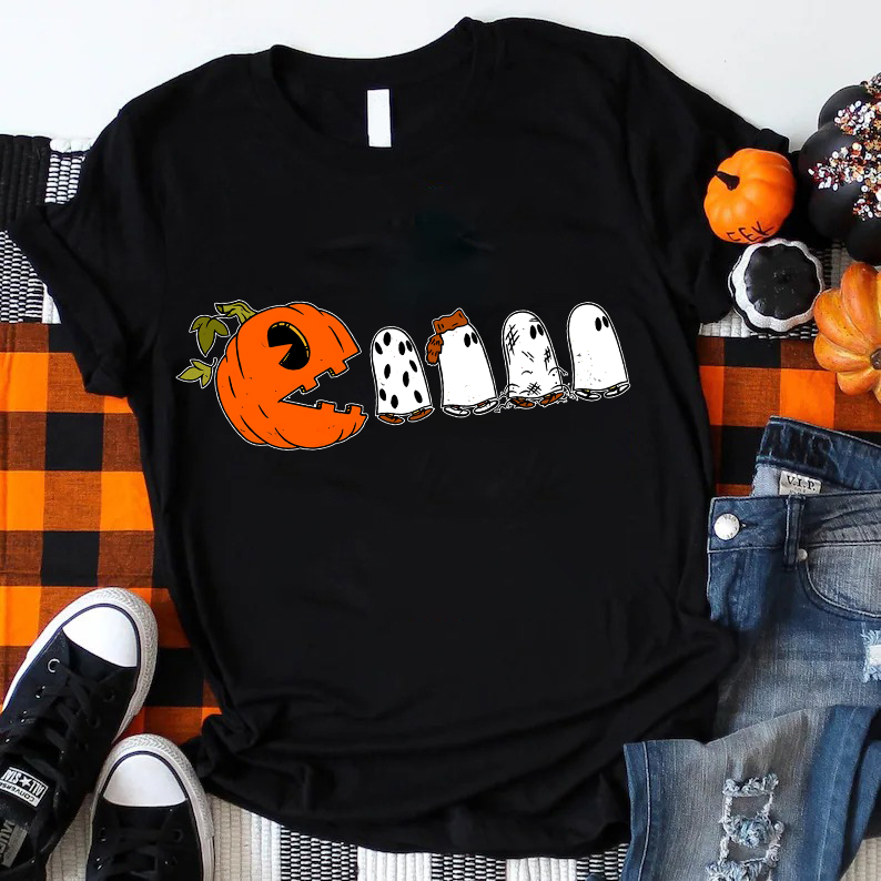 Pumpkin Ghost Pacman T-Shirt Sale-Teachersgram