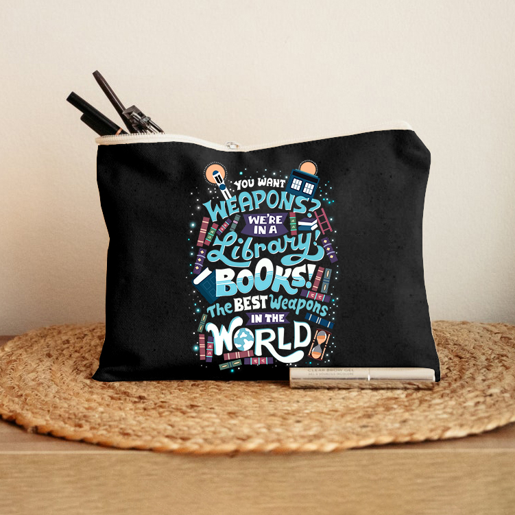 We Are In A Library Makeup Bag