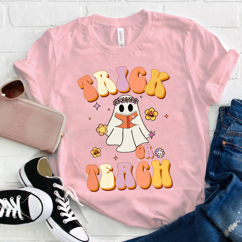 Trick Or Teach Ghost Reading T-Shirt