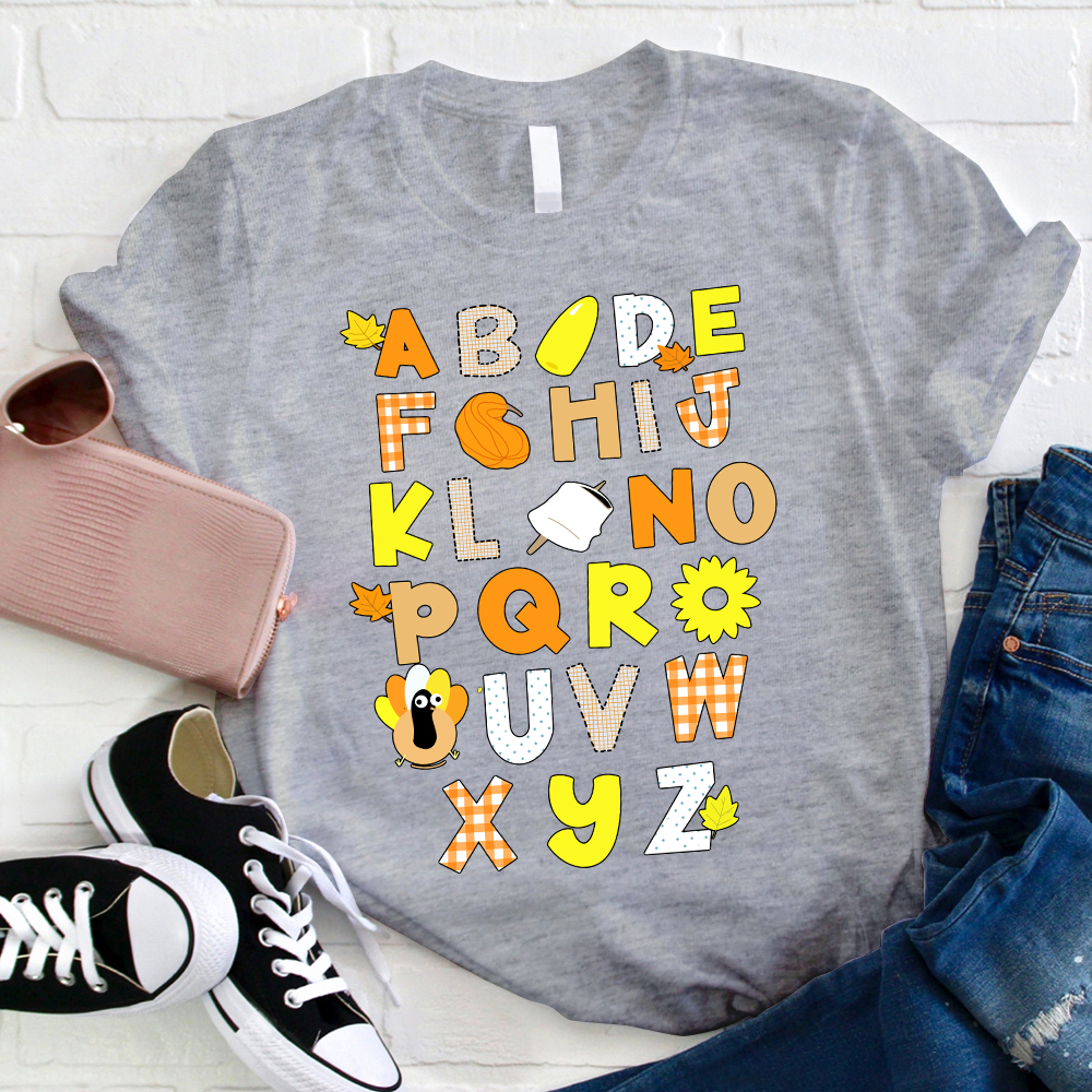 Autumn Element  Alphabet Teacher T-Shirt