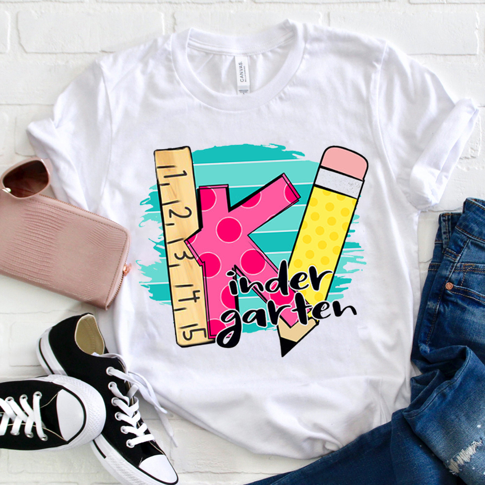 Personalized Kindergarten K Ruler Pencil T-Shirt
