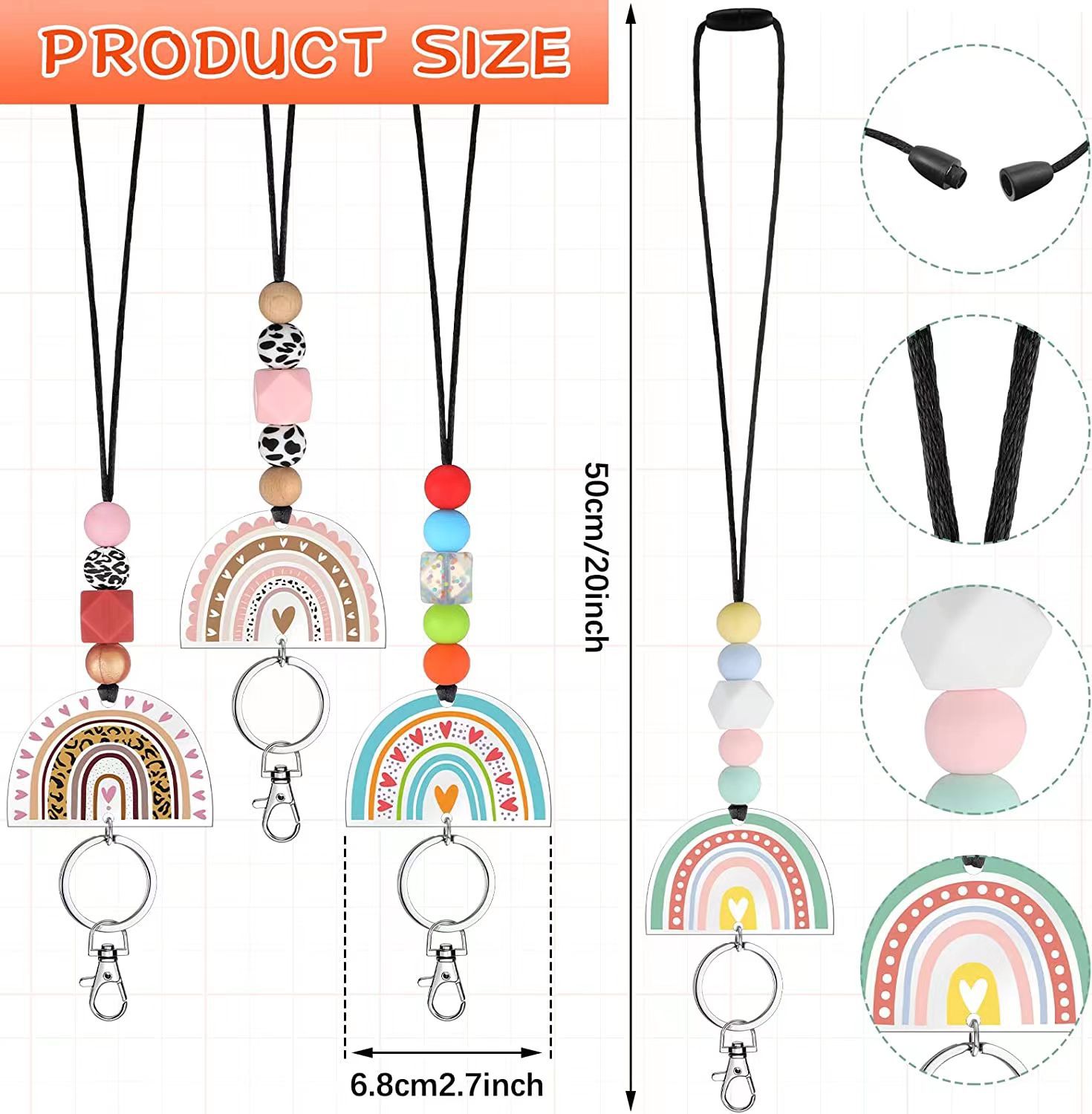 Rainbow Beading Teacher Lanyard