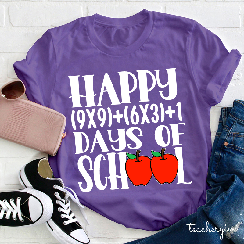 Math Equation Happy 100 Days Of School Teacher T-Shirt