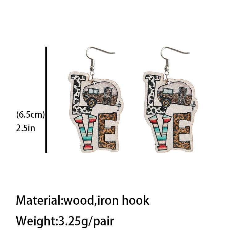 Love Leopard  Wooden Earrings