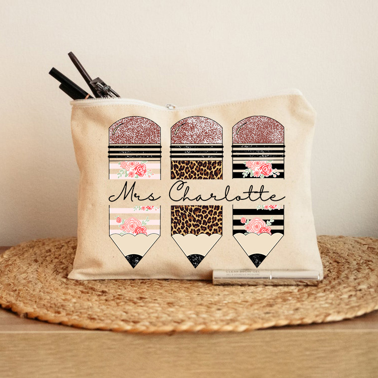 Personalized Teach Love Inspire Makeup Bag